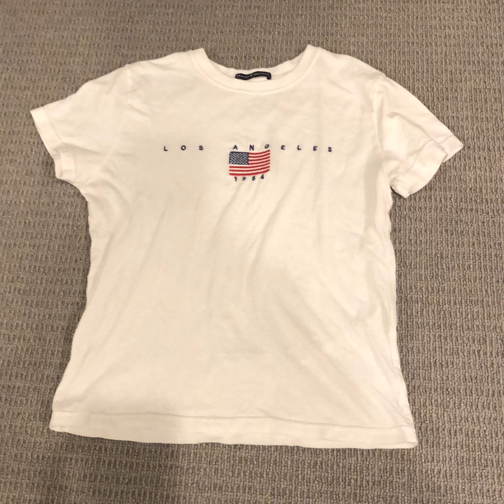 brandy melville white los angeles shirt